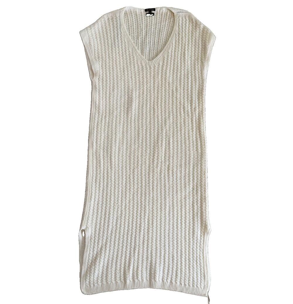 Massimo Dutti Cable Knit Knitted Midi Dress Ivory Cream Italian Yarn Dress Chic